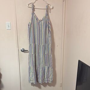 Joe Fresh Blue and Cream Ruffled Tiered Sundress